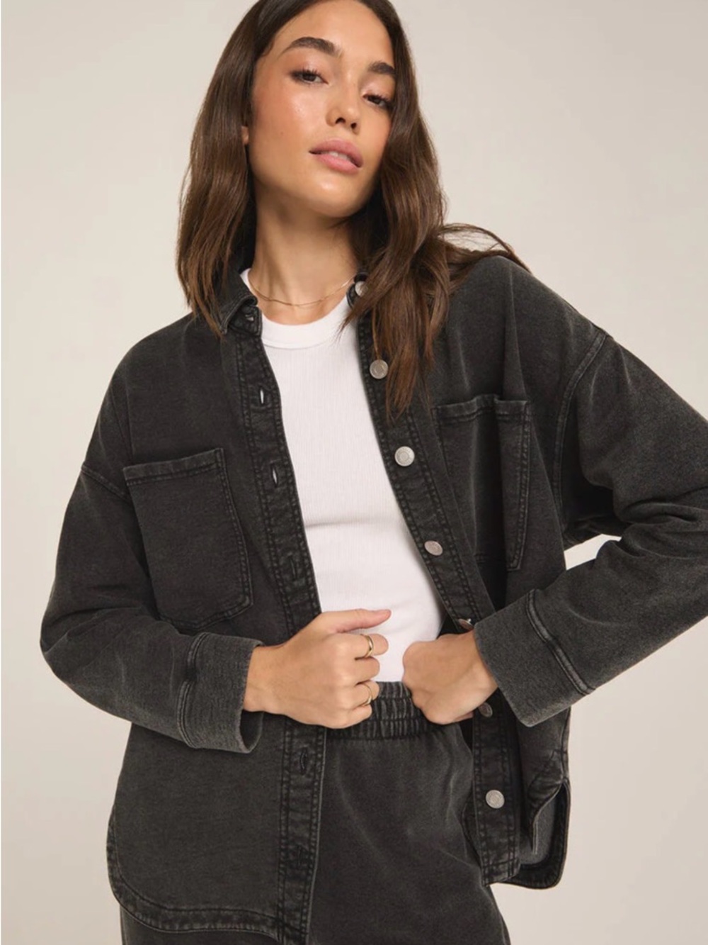 Z Supply Washed Black Denim Shacket